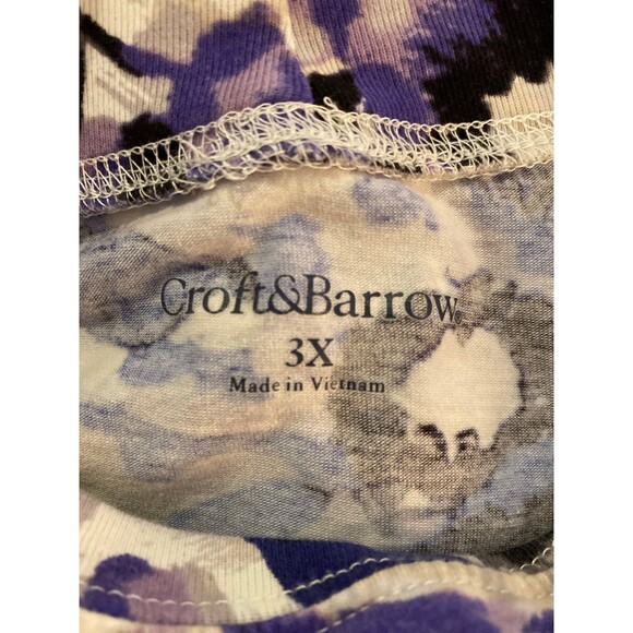 Croft & Barrow Turtleneck Blouse Plus Size 3X 96% Cotton Purple & Cream Top SOFT - Picture 7 of 10